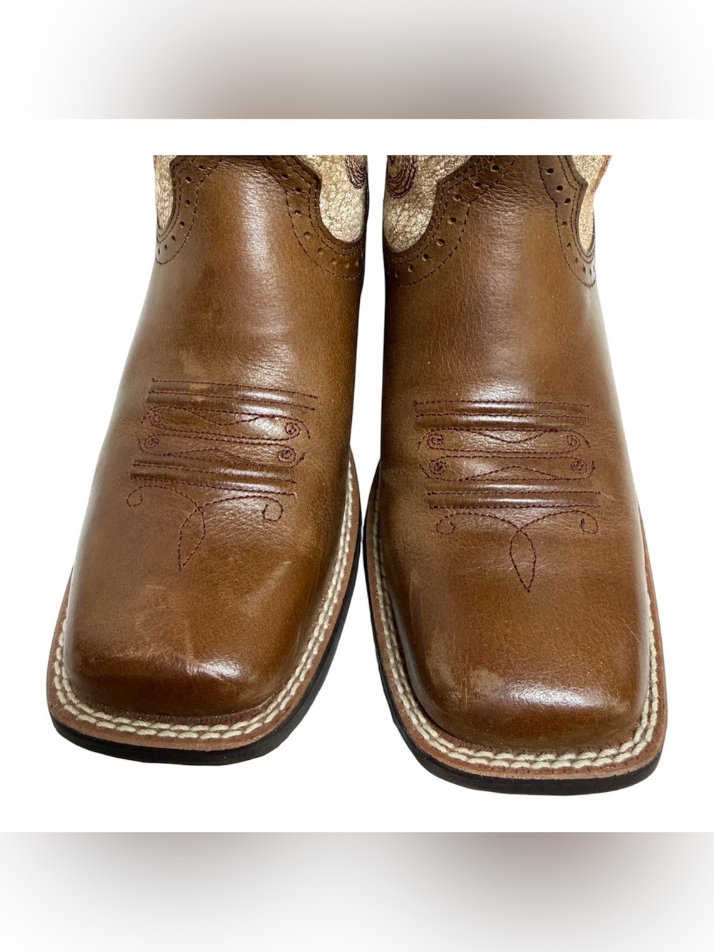 Ariat Quickdraw Women’s 7B Square Toe Western Cowboy Rodeo Boots Brown Leather - Picture 13 of 15
